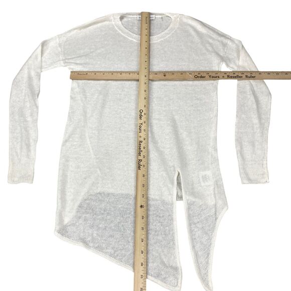 White + Warren 100% Linen Knotted Top Crewneck White Sz XS - Picture 8 of 11